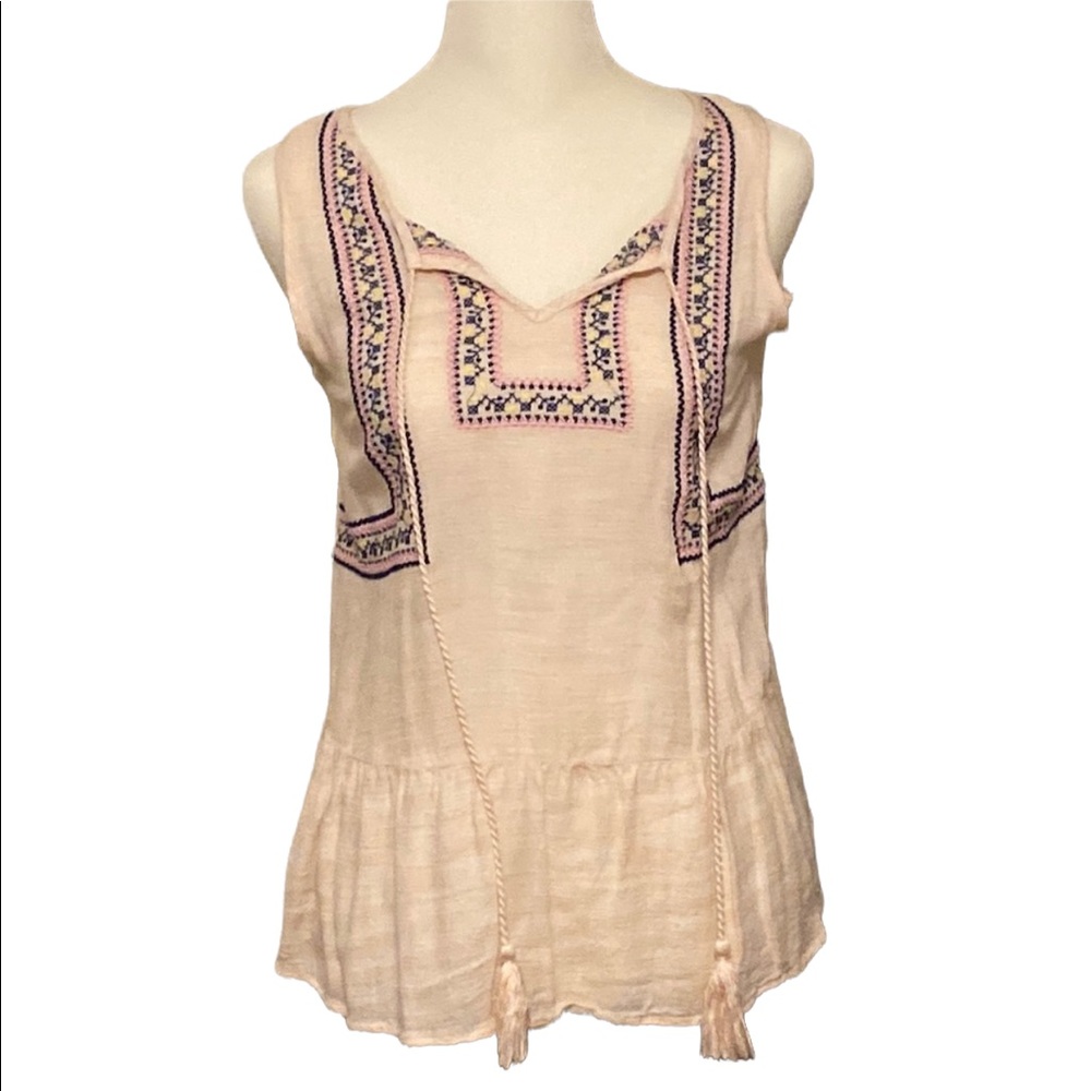 ALTAR’d STATE boho gypsy embroidered top with tassels